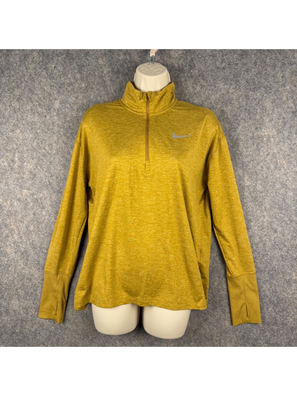 Nike Running 1/4 Zip Pullover Heather Gold Reflective Women Size Medium 022